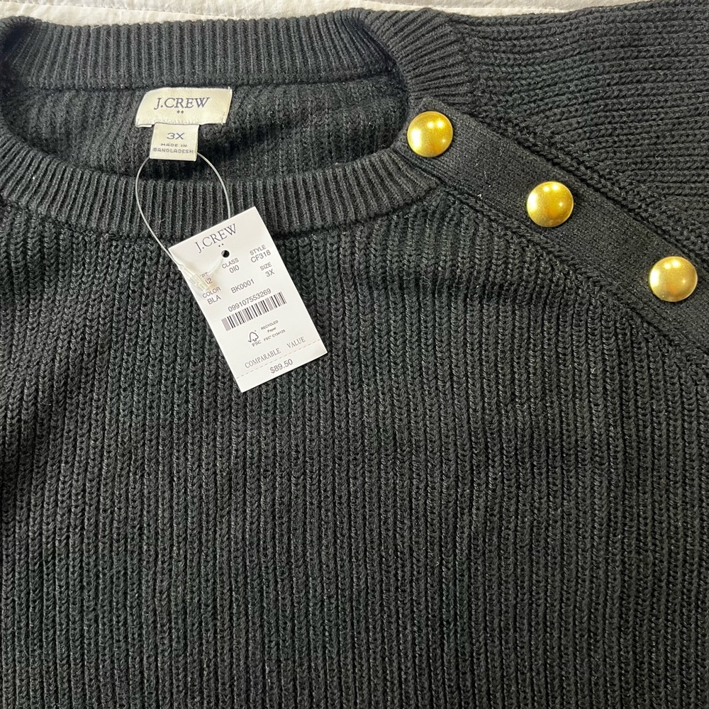 J. Crew Black Sweater with Gold Button Details - Picture 6 of 8